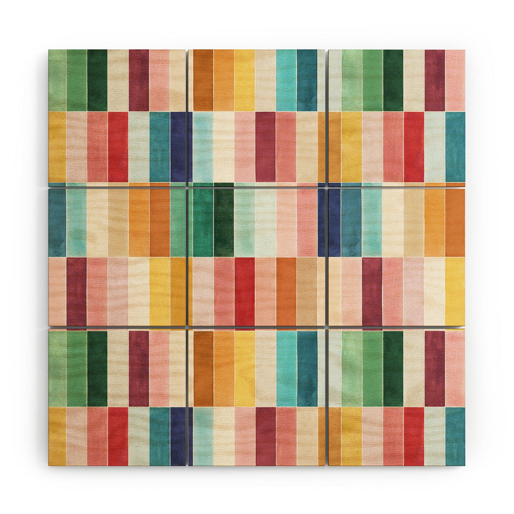Ninola Design Modern Craft Rectangular Colorful Tiles Color Utopia Wood Wall Mural