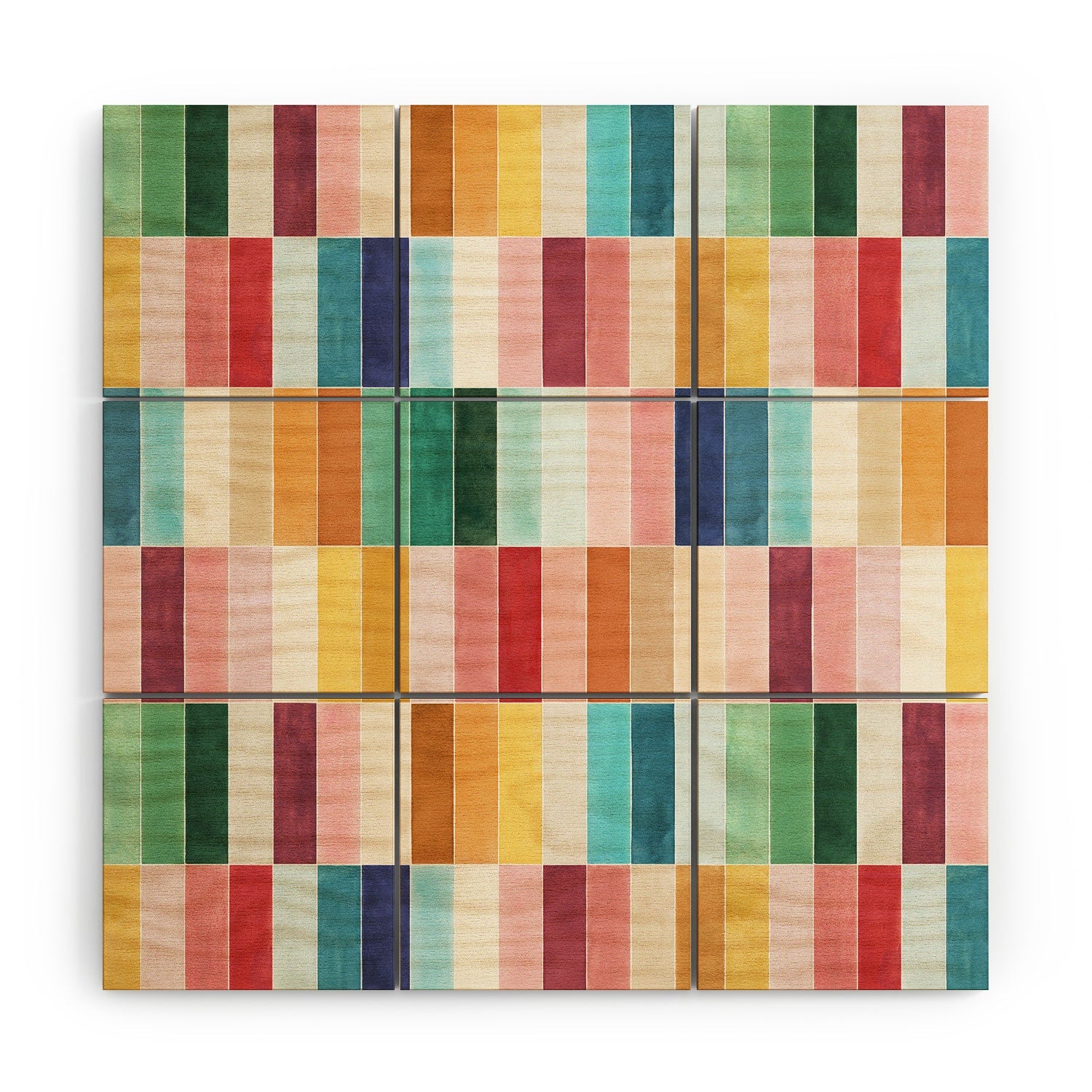 Ninola Design Modern Craft Rectangular Colorful Tiles Color Utopia Wood Wall Mural