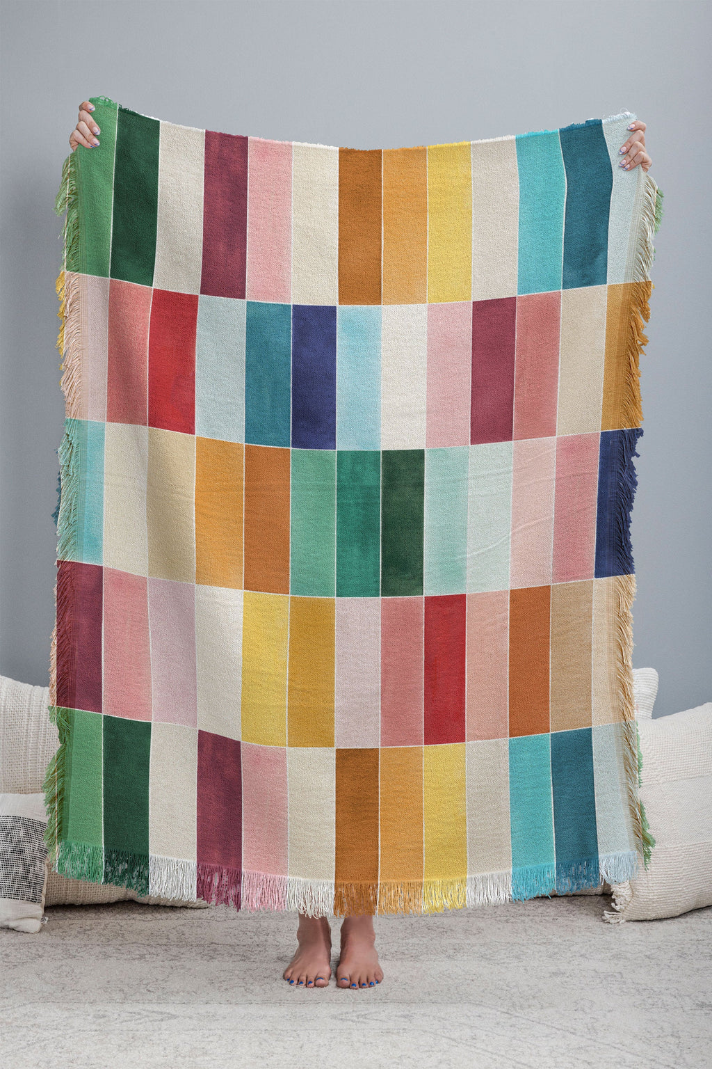 Ninola Design Modern Craft Rectangular Colorful Tiles Color Utopia Throw Blanket
