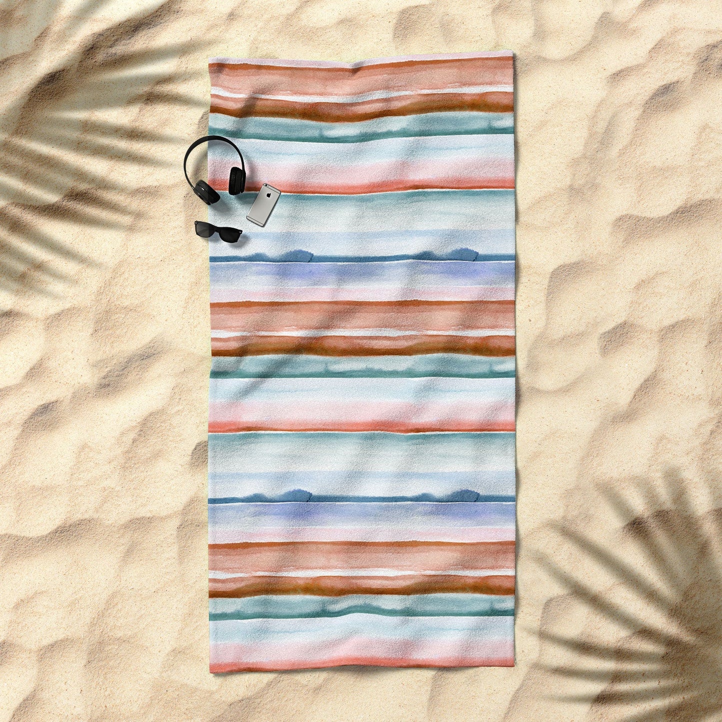 Ninola Design Relaxing Stripes Mineral Copper Beach Towel