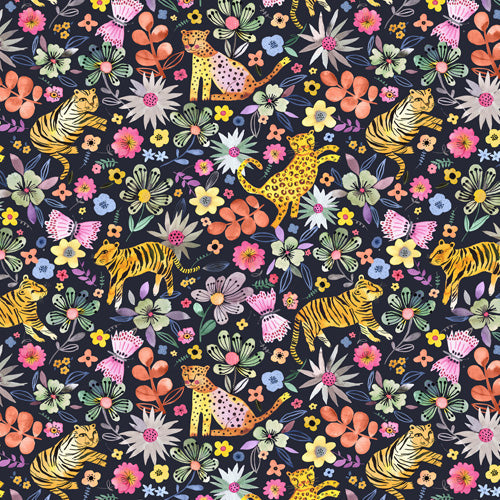 Ninola Design Spring Tigers Jungle Black Shower Curtain