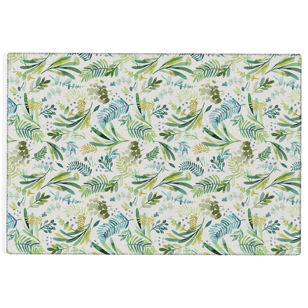 Ninola Design Tuscany Olive Green Leaves Outdoor Rug