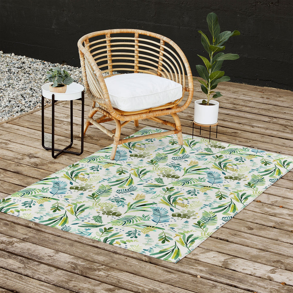 Ninola Design Tuscany Olive Green Leaves Outdoor Rug