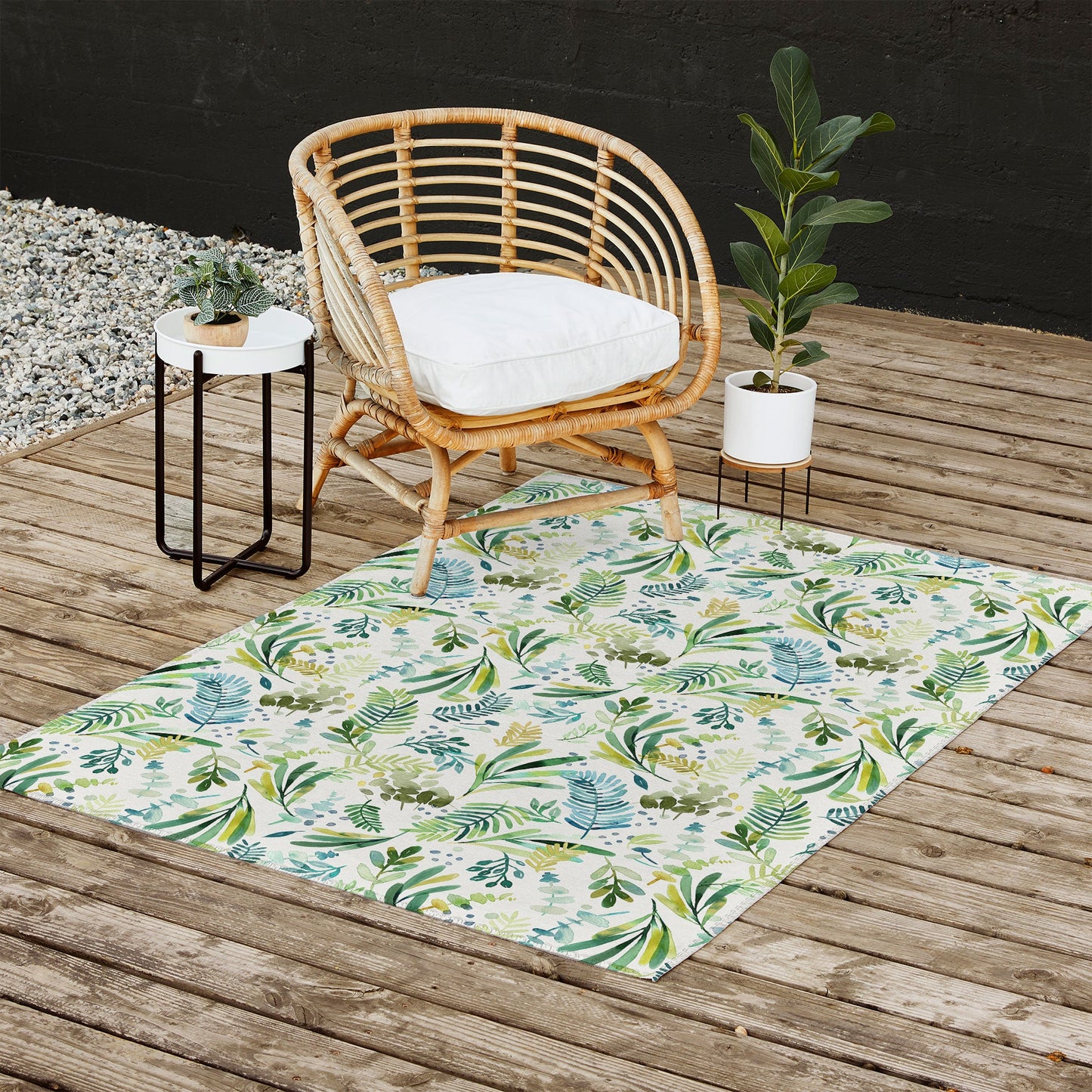 Ninola Design Tuscany Olive Green Leaves Outdoor Rug