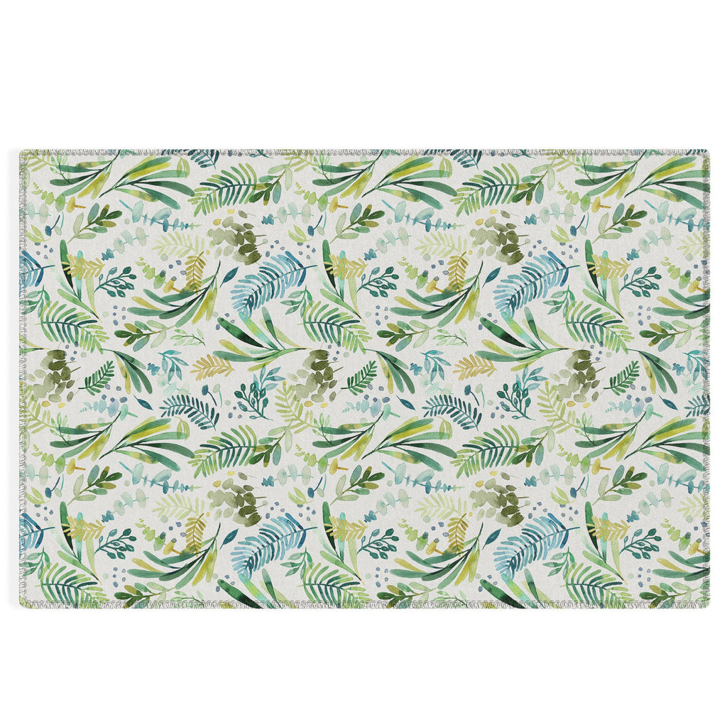 Ninola Design Tuscany Olive Green Leaves Outdoor Rug