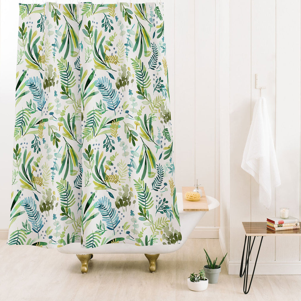 Ninola Design Tuscany Olive Green Leaves Shower Curtain