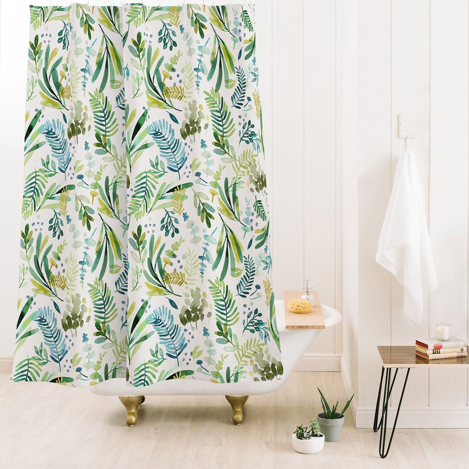 Ninola Design Tuscany Olive Green Leaves Shower Curtain