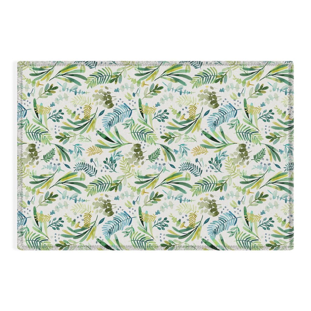 Ninola Design Tuscany Olive Green Leaves Outdoor Rug
