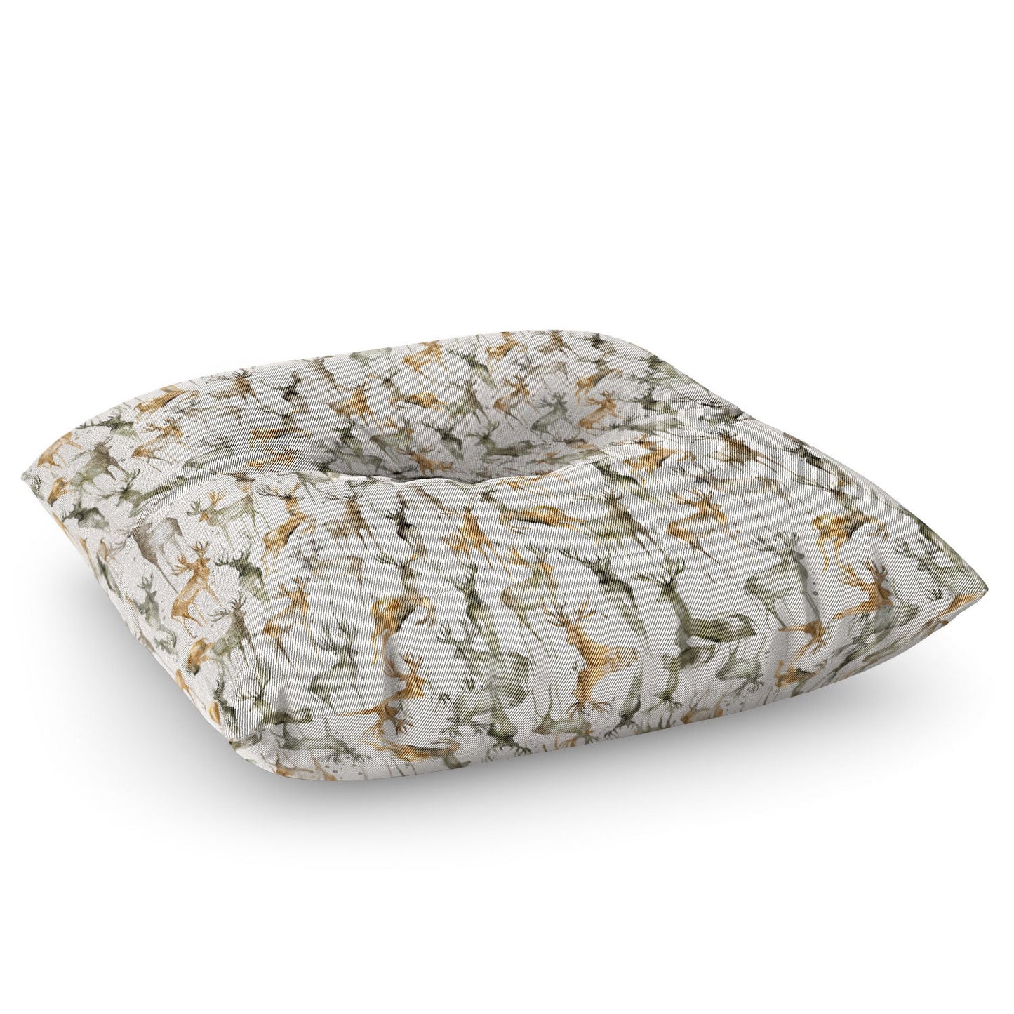 Ninola Design Watercolor Deers Golden Floor Pillow Square