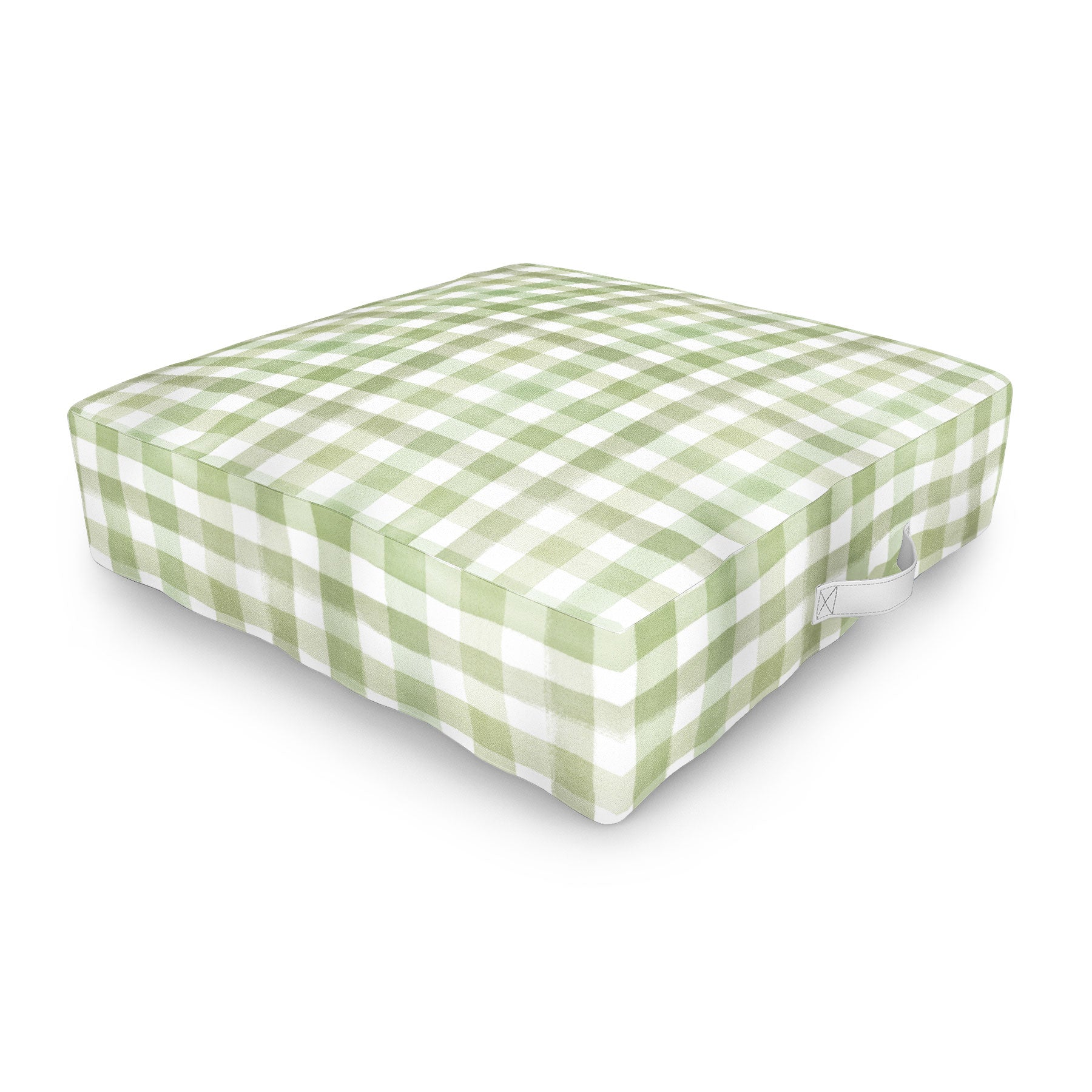 Ninola Design Watercolor Gingham Salad Green Outdoor Floor Cushion