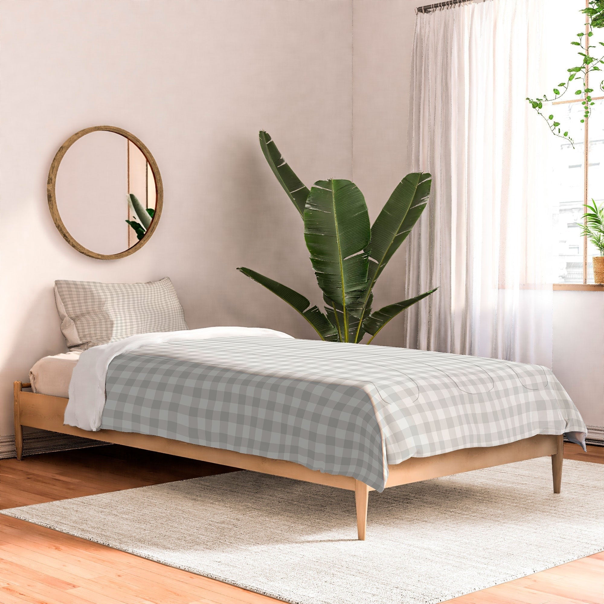 Colour Poems Gingham Plaid Pattern Cloud White Comforter
