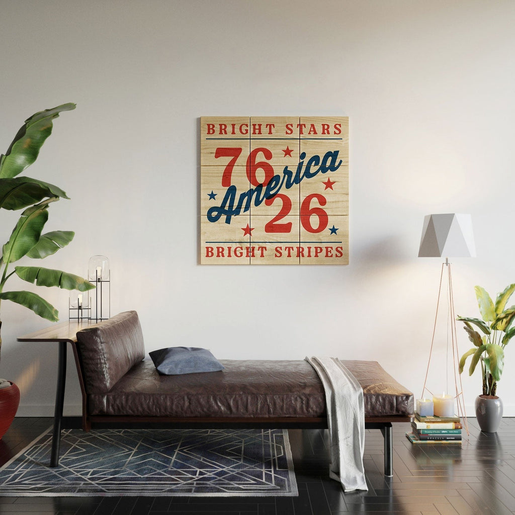 DENY Designs Bright Stars Bright Stripes Wood Wall Mural