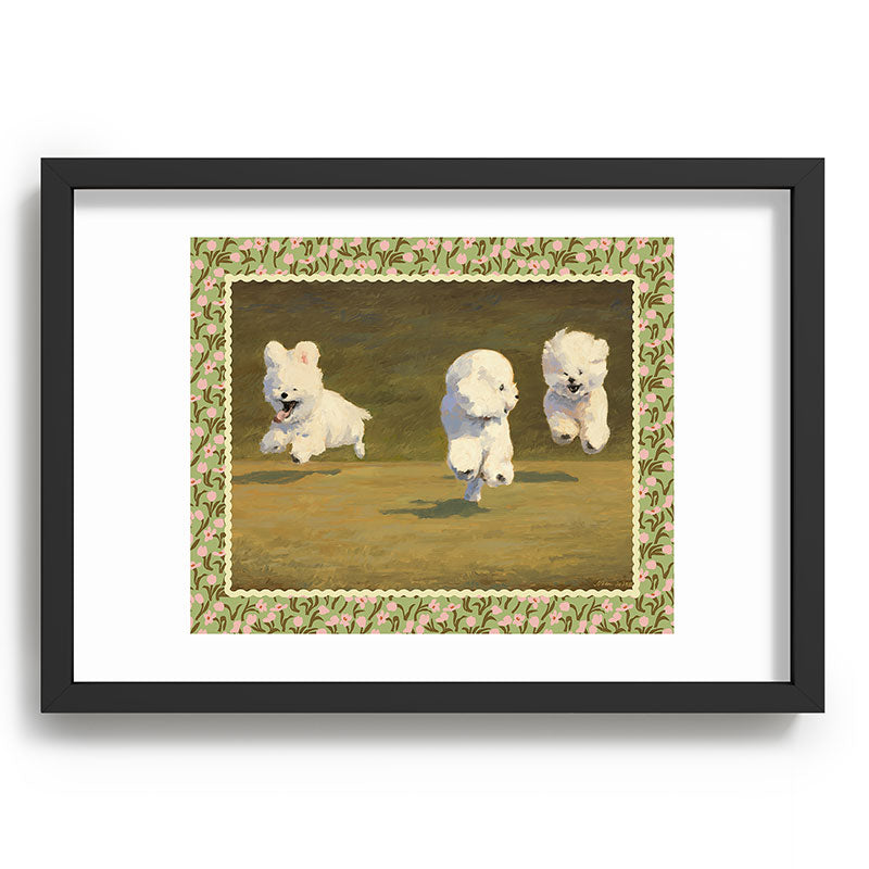 NKTN Three Dogs Running Recessed Framing Rectangle