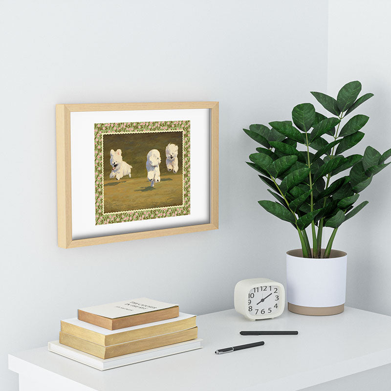 NKTN Three Dogs Running Recessed Framing Rectangle