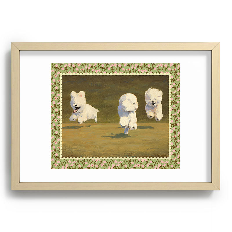 NKTN Three Dogs Running Recessed Framing Rectangle