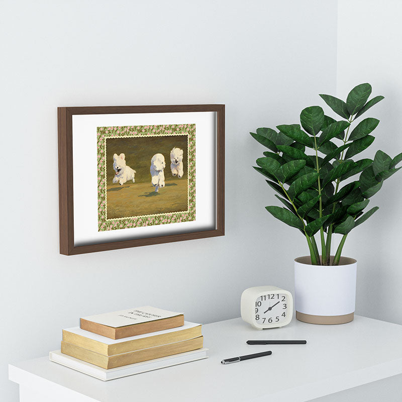 NKTN Three Dogs Running Recessed Framing Rectangle