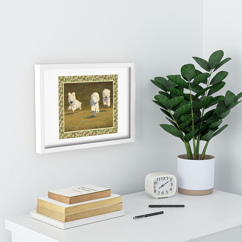 NKTN Three Dogs Running Recessed Framing Rectangle