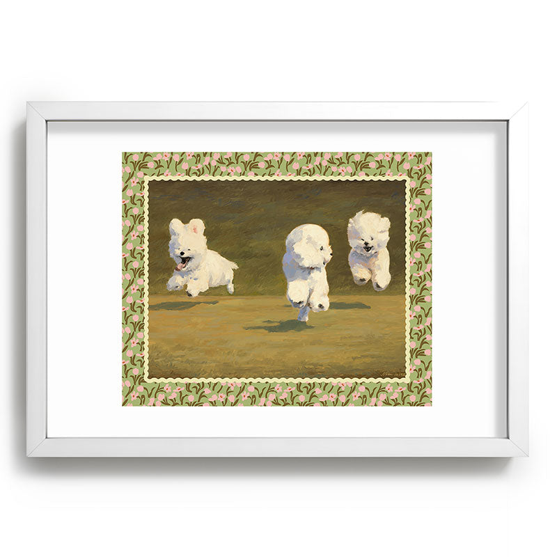 NKTN Three Dogs Running Recessed Framing Rectangle