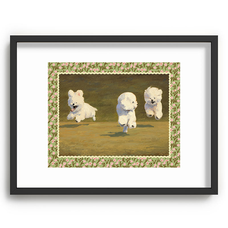 NKTN Three Dogs Running Recessed Framing Rectangle