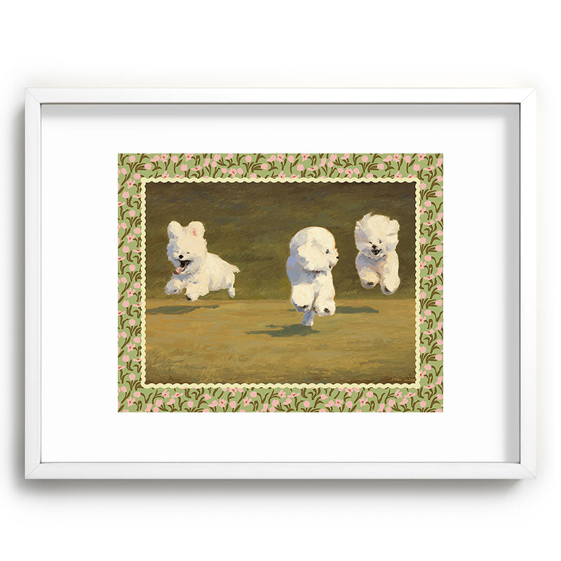 NKTN Three Dogs Running Recessed Framing Rectangle