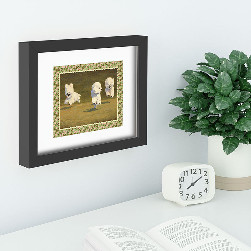 NKTN Three Dogs Running Recessed Framing Rectangle