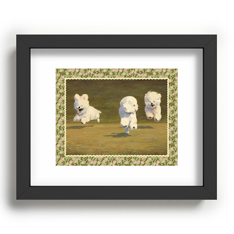 NKTN Three Dogs Running Recessed Framing Rectangle