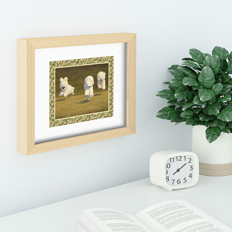 NKTN Three Dogs Running Recessed Framing Rectangle