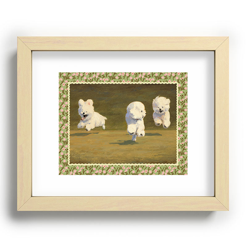 NKTN Three Dogs Running Recessed Framing Rectangle