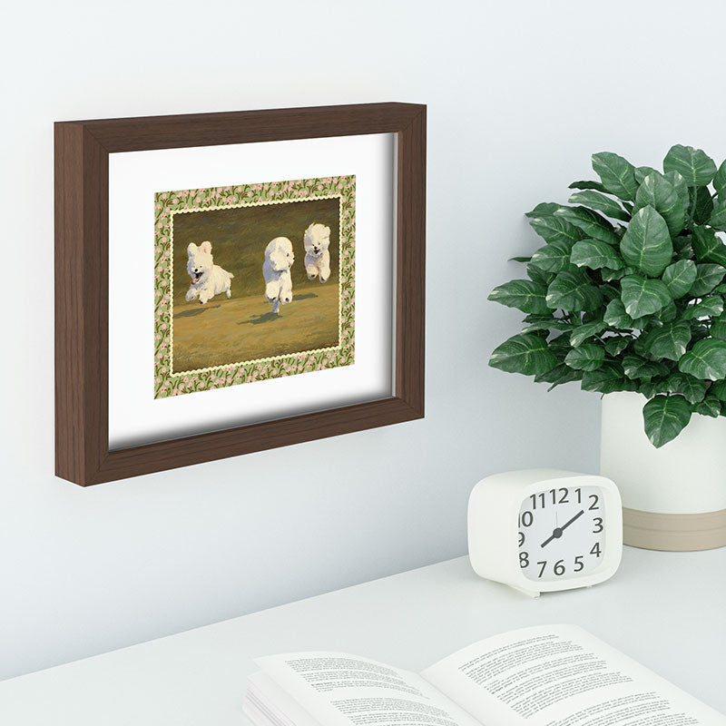 NKTN Three Dogs Running Recessed Framing Rectangle