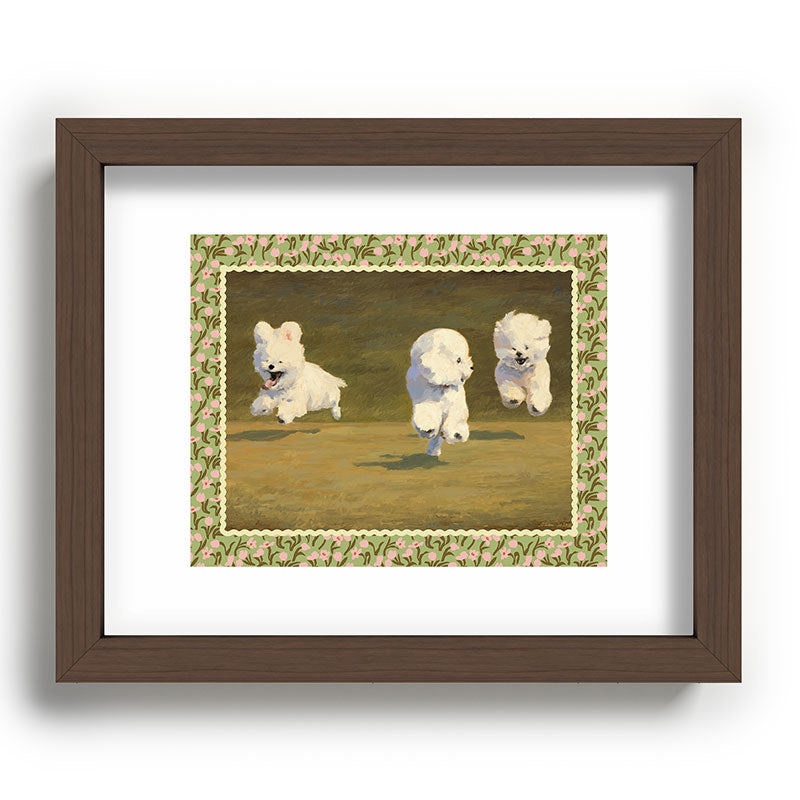 NKTN Three Dogs Running Recessed Framing Rectangle