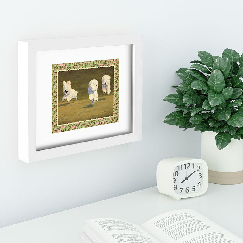 NKTN Three Dogs Running Recessed Framing Rectangle