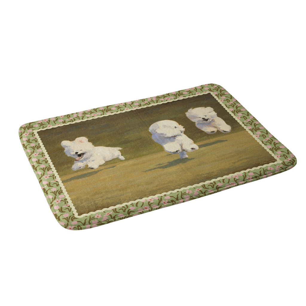 NKTN Three Dogs Running Memory Foam Bath Mat