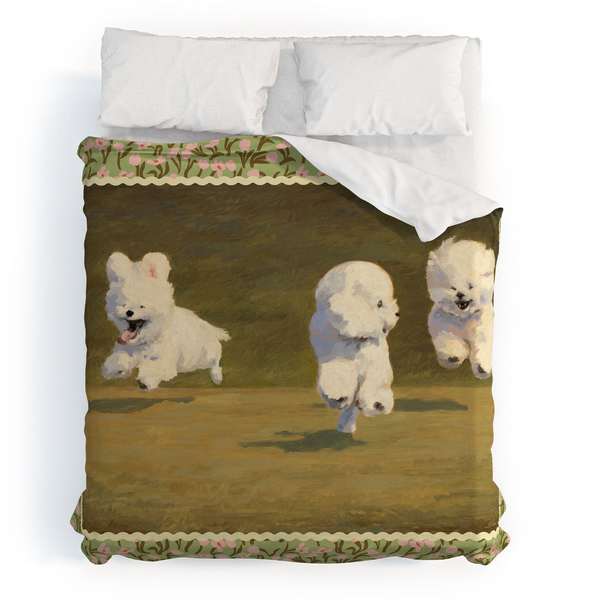 NKTN Three Dogs Running Duvet Cover