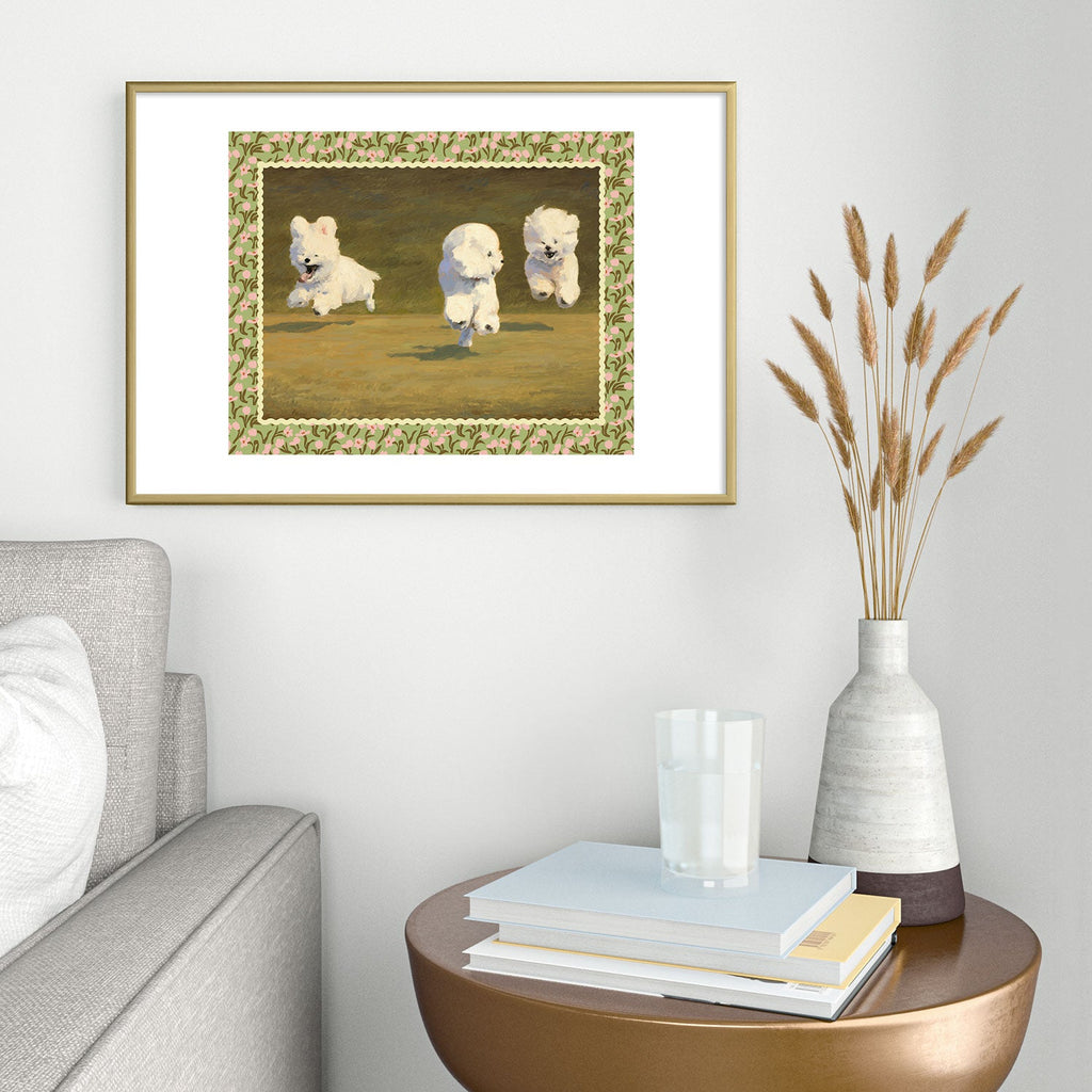 NKTN Three Dogs Running Metal Framed Art Print