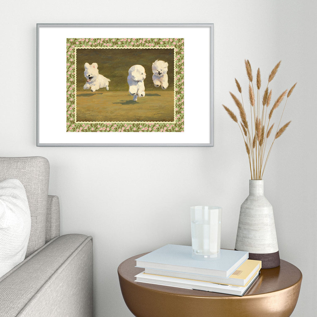 NKTN Three Dogs Running Metal Framed Art Print