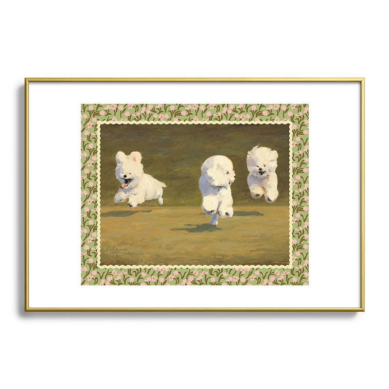 NKTN Three Dogs Running Metal Framed Art Print