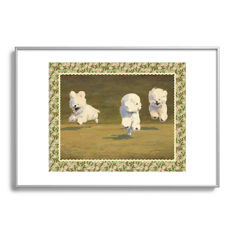 NKTN Three Dogs Running Metal Framed Art Print