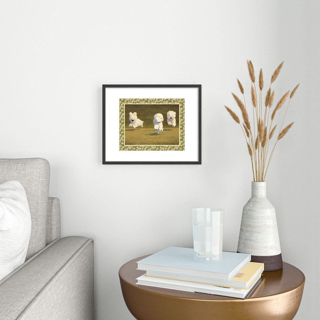 NKTN Three Dogs Running Metal Framed Art Print
