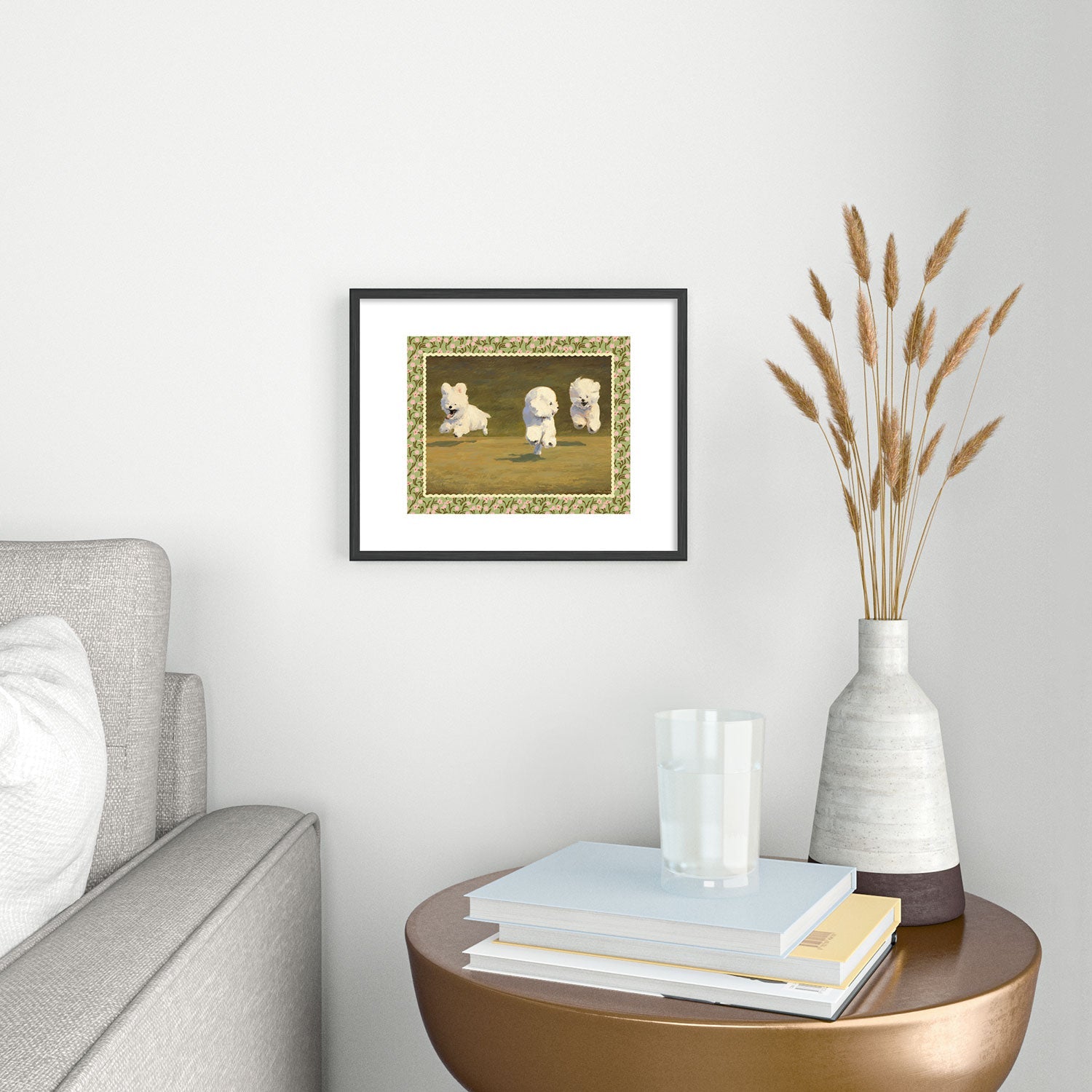 NKTN Three Dogs Running Metal Framed Art Print