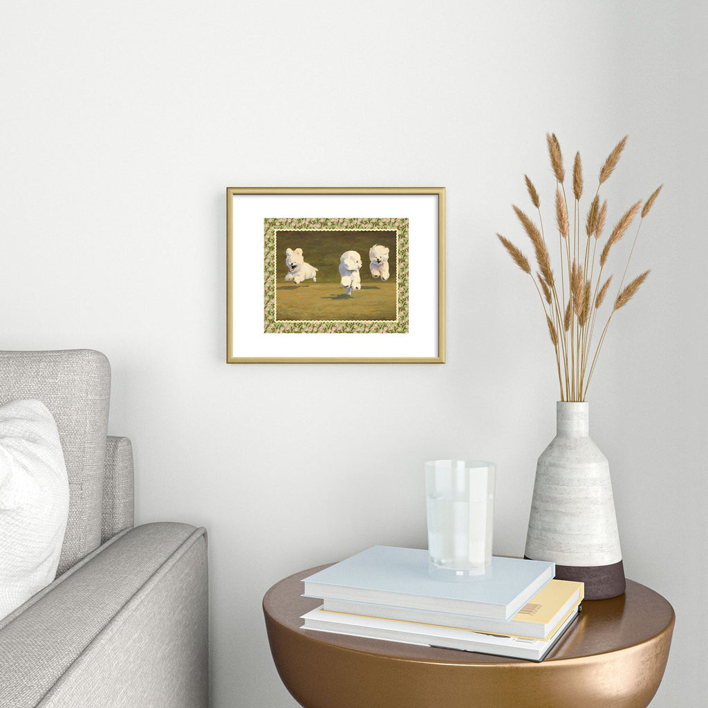 NKTN Three Dogs Running Metal Framed Art Print