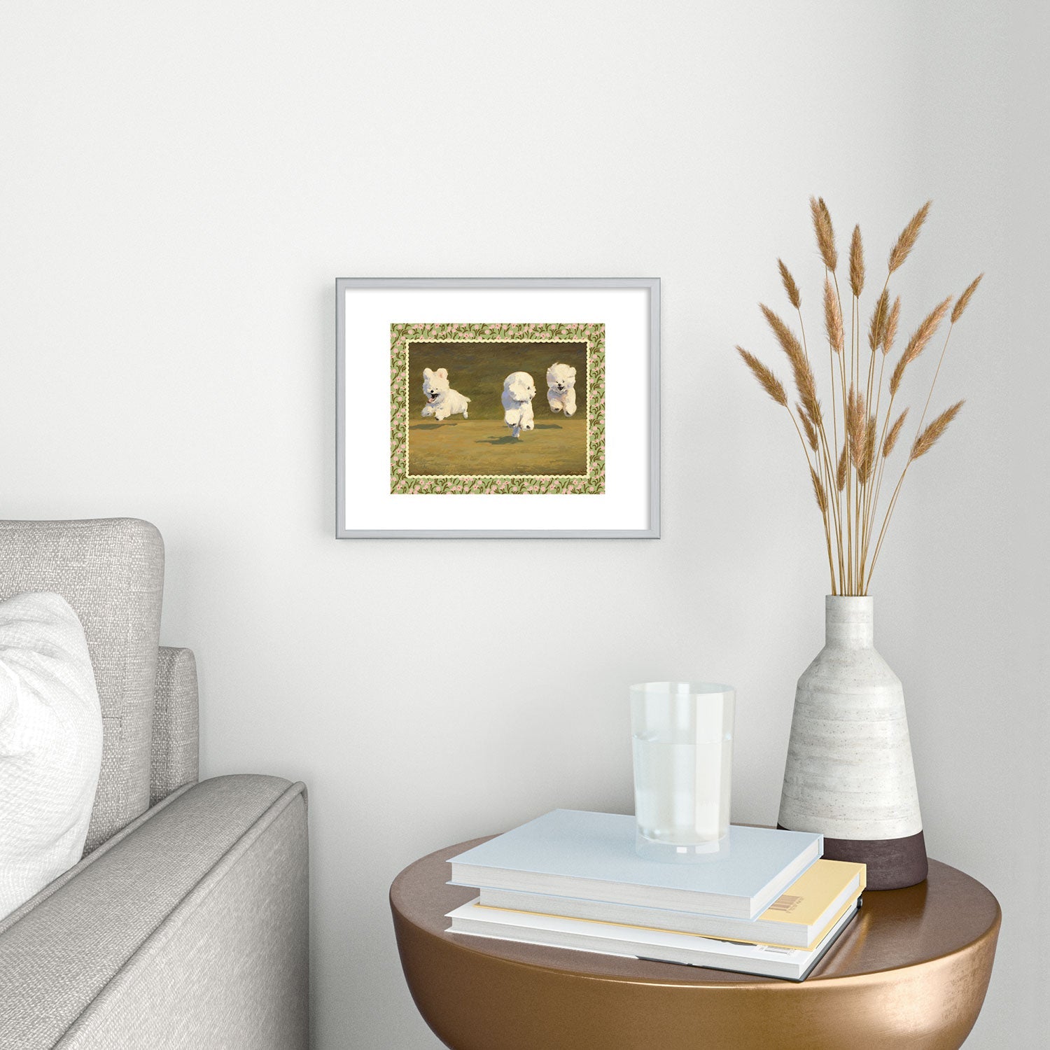 NKTN Three Dogs Running Metal Framed Art Print
