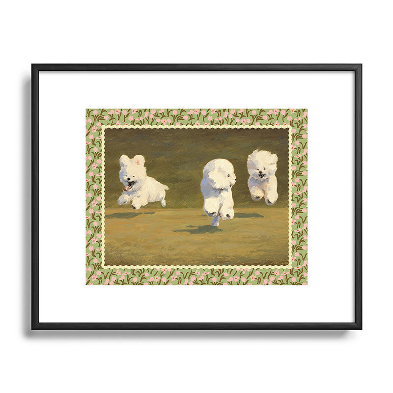 NKTN Three Dogs Running Metal Framed Art Print