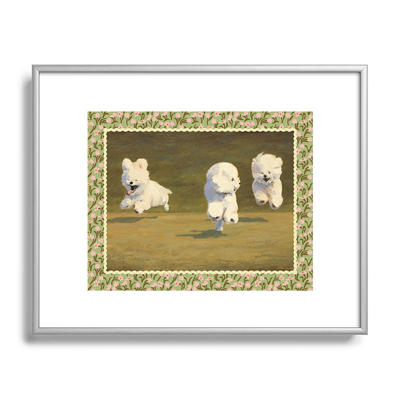 NKTN Three Dogs Running Metal Framed Art Print