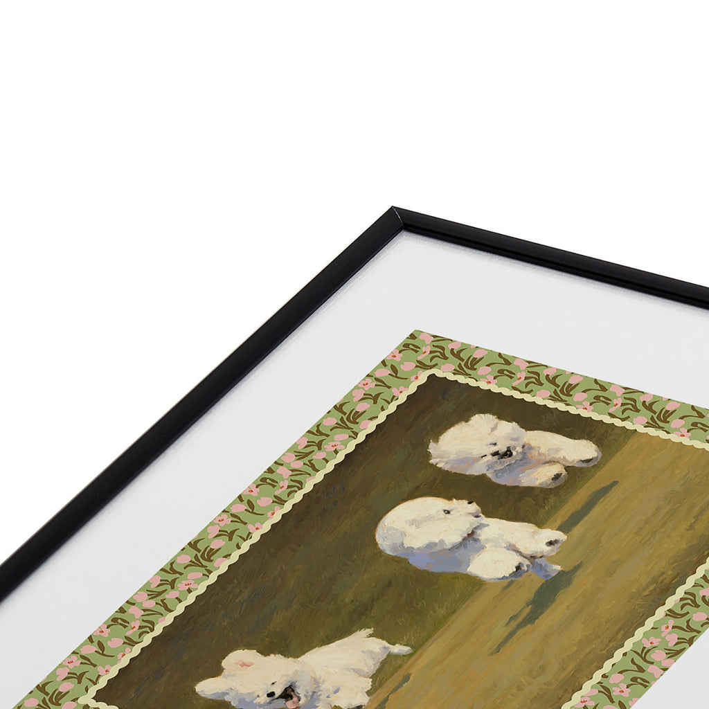 NKTN Three Dogs Running Metal Framed Art Print