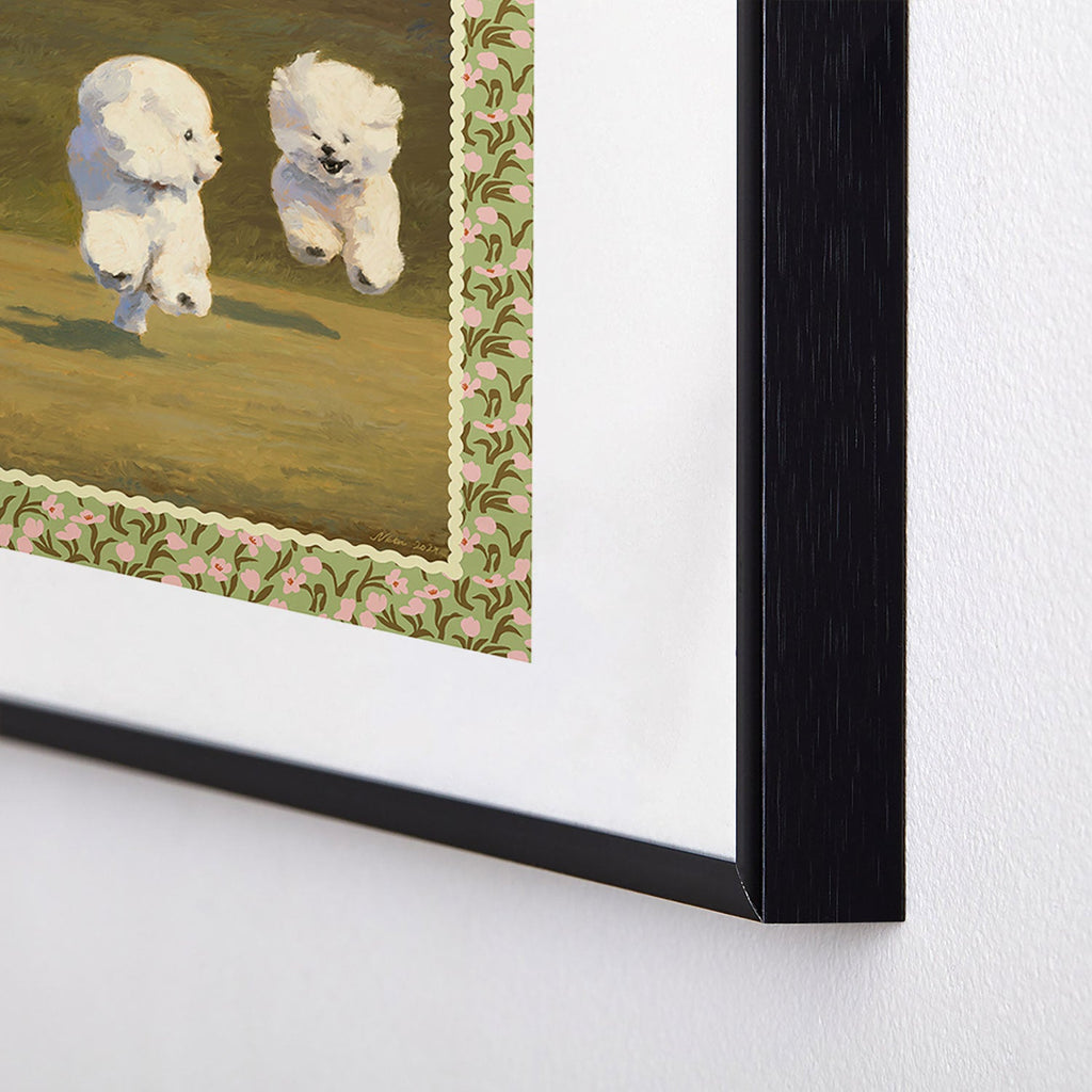 NKTN Three Dogs Running Metal Framed Art Print
