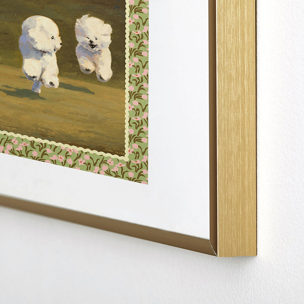 NKTN Three Dogs Running Metal Framed Art Print
