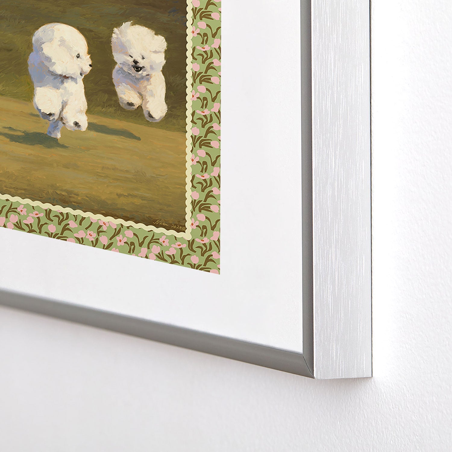 NKTN Three Dogs Running Metal Framed Art Print