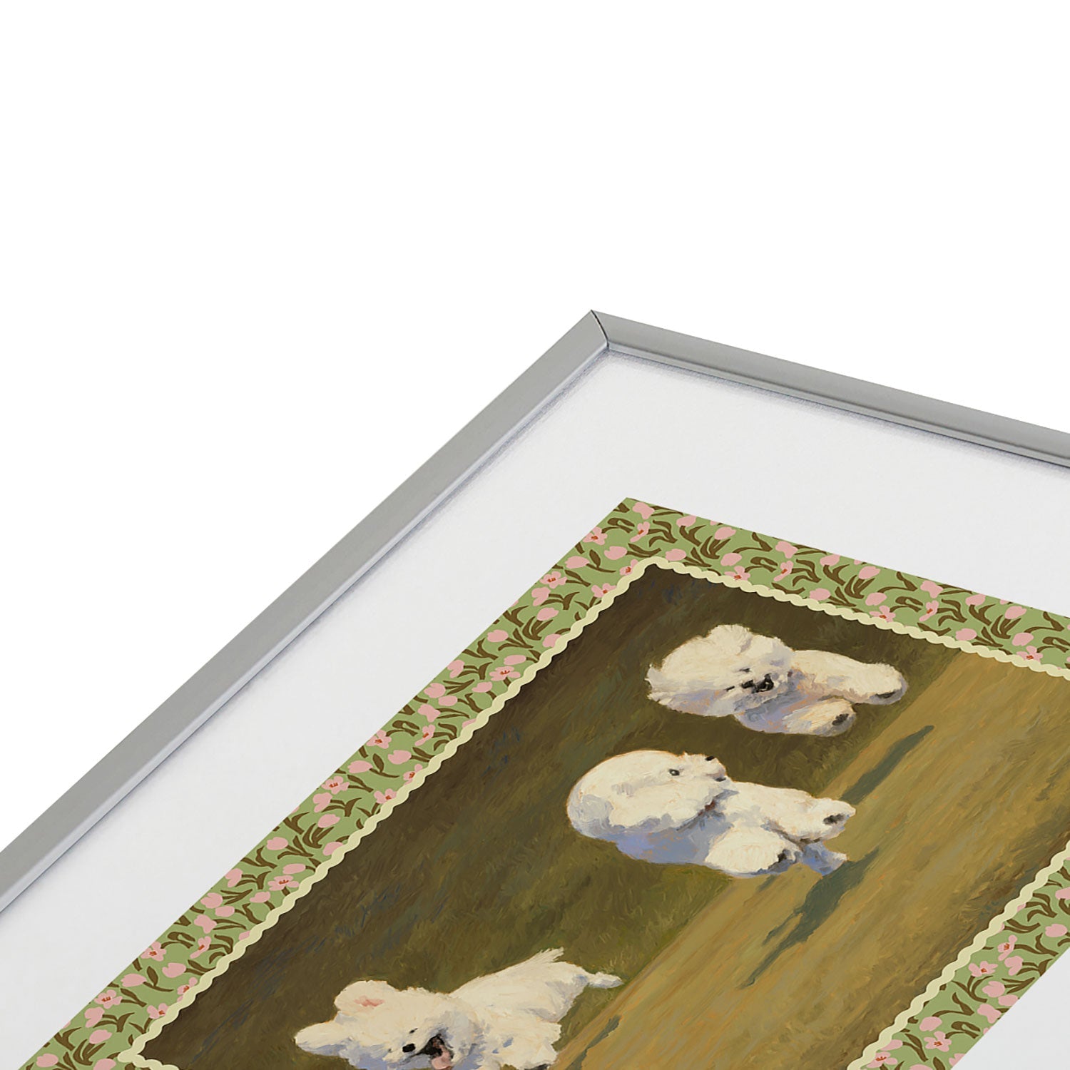 NKTN Three Dogs Running Metal Framed Art Print