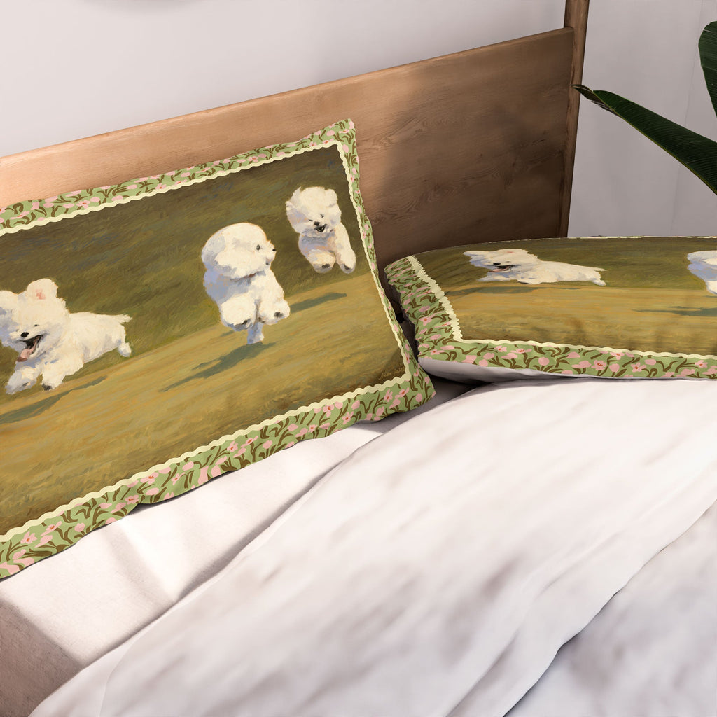 NKTN Three Dogs Running Pillow Shams