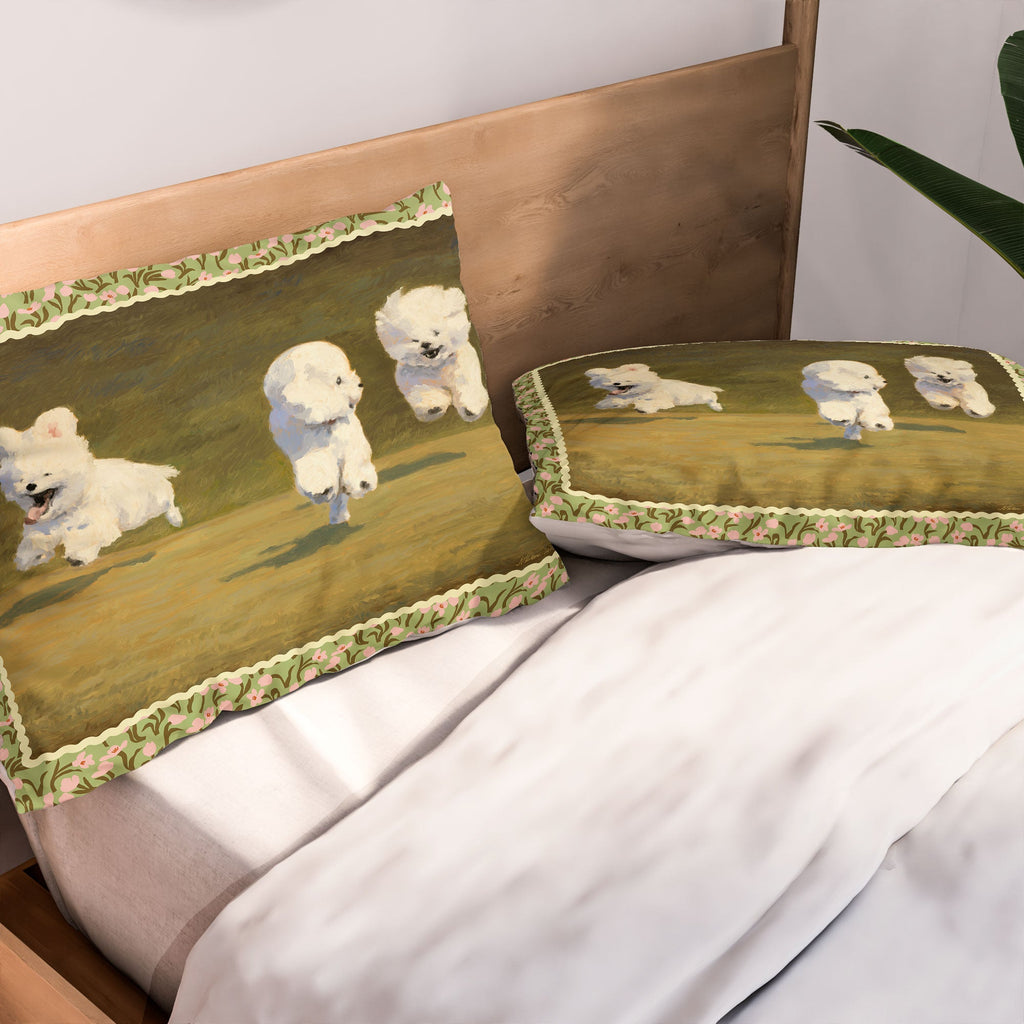 NKTN Three Dogs Running Pillow Shams